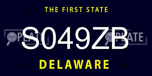 S049ZB Delaware License Plate