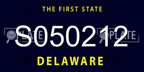 S050212 Delaware License Plate