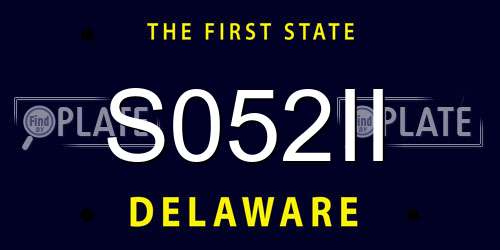 S052II Delaware License Plate