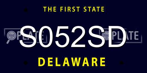 S052SD Delaware License Plate