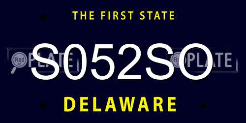 S052SO Delaware License Plate