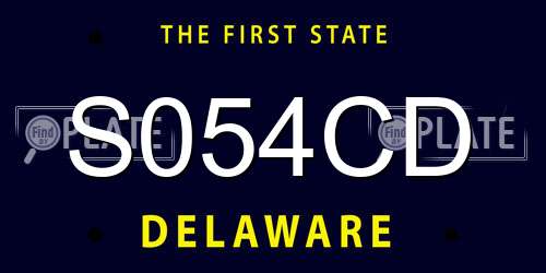 S054CD Delaware License Plate