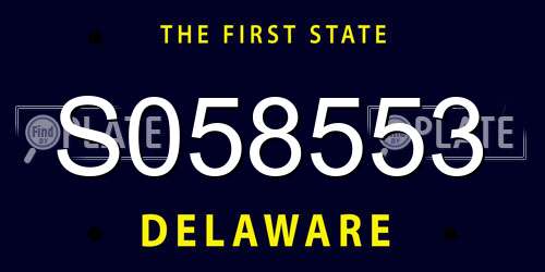 S058553 Delaware License Plate