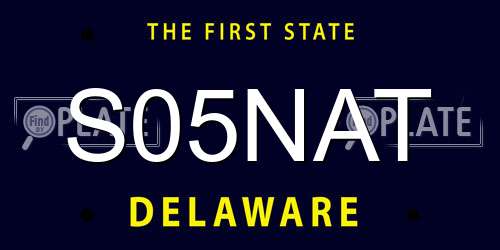 S05NAT Delaware License Plate