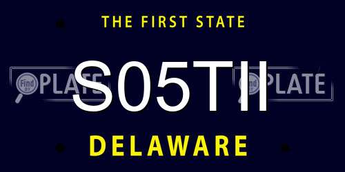 S05TII Delaware License Plate