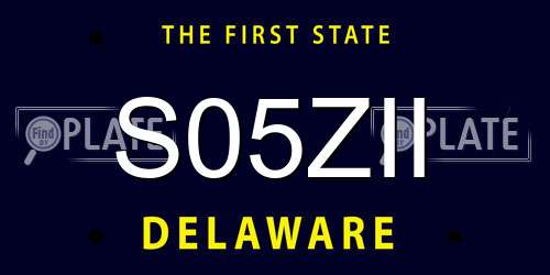 S05ZII Delaware License Plate