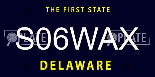 S06WAX Delaware License Plate