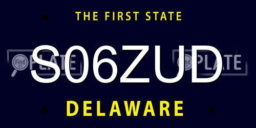 S06ZUD Delaware License Plate