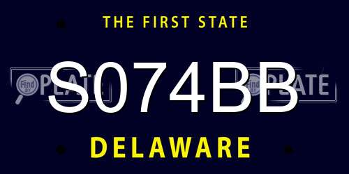S074BB Delaware License Plate