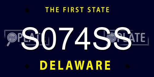 S074SS Delaware License Plate
