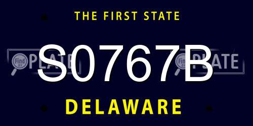 S0767B Delaware License Plate