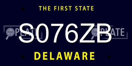S076ZB Delaware License Plate