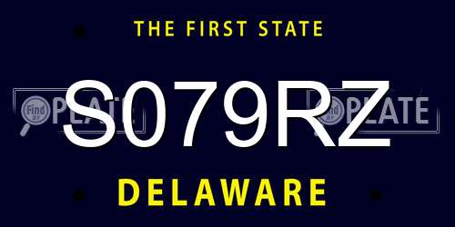 S079RZ Delaware License Plate