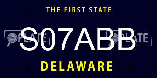 S07ABB Delaware License Plate