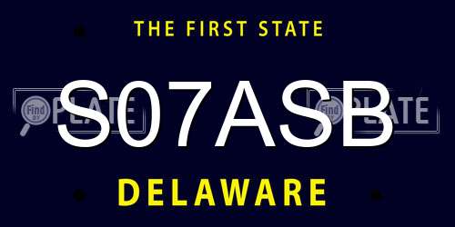 S07ASB Delaware License Plate