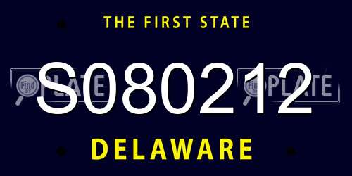 S080212 Delaware License Plate