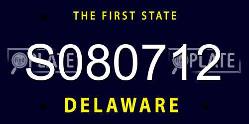 S080712 Delaware License Plate