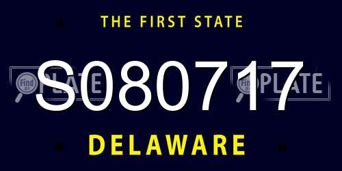 S080717 Delaware License Plate