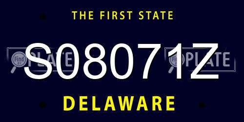 S08071Z Delaware License Plate