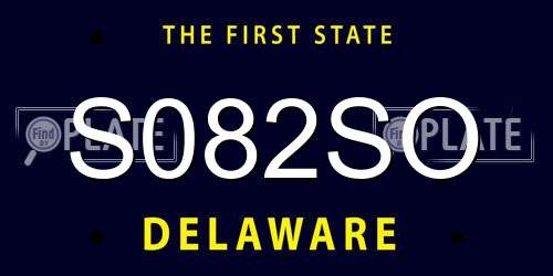S082SO Delaware License Plate
