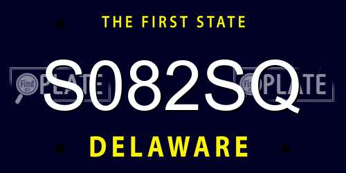 S082SQ Delaware License Plate