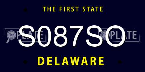 S087SO Delaware License Plate