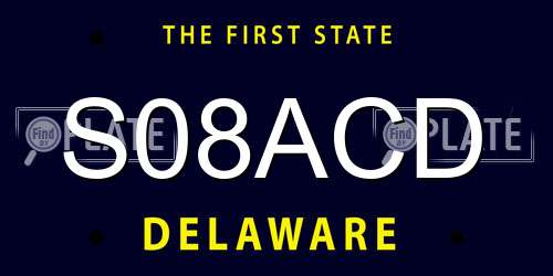 S08ACD Delaware License Plate