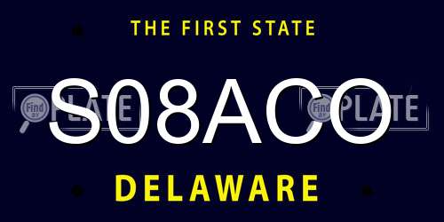 S08ACO Delaware License Plate