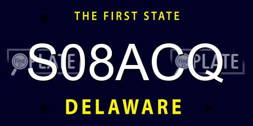 S08ACQ Delaware License Plate