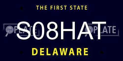 S08HAT Delaware License Plate