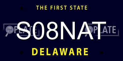 S08NAT Delaware License Plate