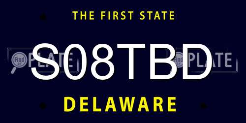 S08TBD Delaware License Plate