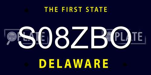 S08ZBO Delaware License Plate