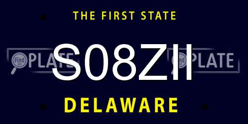 S08ZII Delaware License Plate