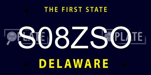 S08ZSO Delaware License Plate