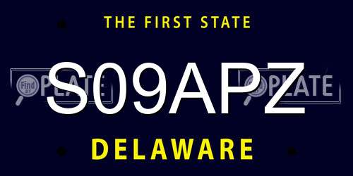 S09APZ Delaware License Plate