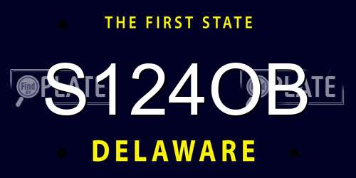 S124OB Delaware License Plate