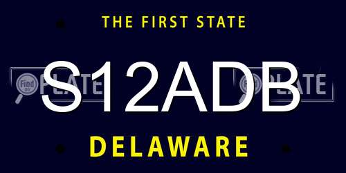S12ADB Delaware License Plate