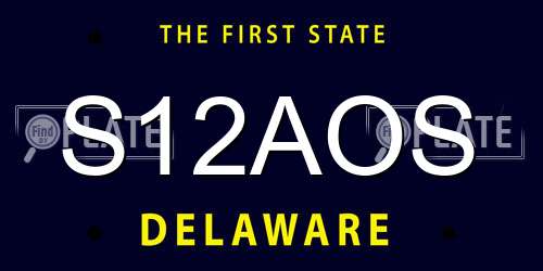 S12AOS Delaware License Plate
