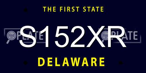S152XR Delaware License Plate