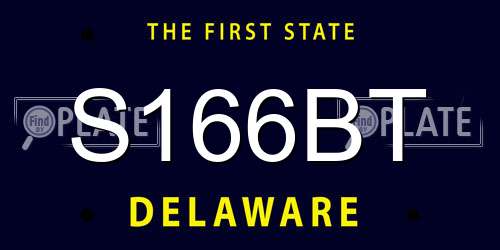 S166BT Delaware License Plate