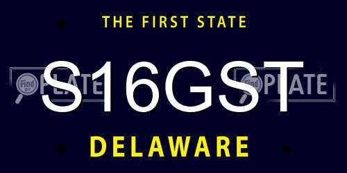 S16GST Delaware License Plate