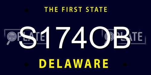 S174OB Delaware License Plate