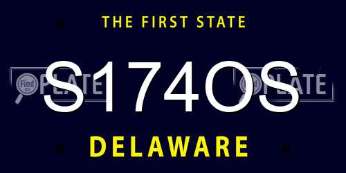 S174OS Delaware License Plate