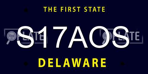 S17AOS Delaware License Plate