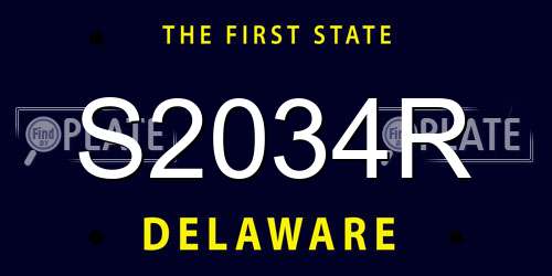S2034R Delaware License Plate