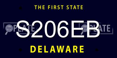 S206EB Delaware License Plate