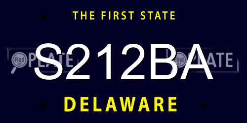 S212BA Delaware License Plate