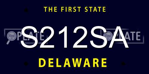 S212SA Delaware License Plate