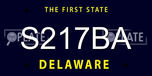 S217BA Delaware License Plate